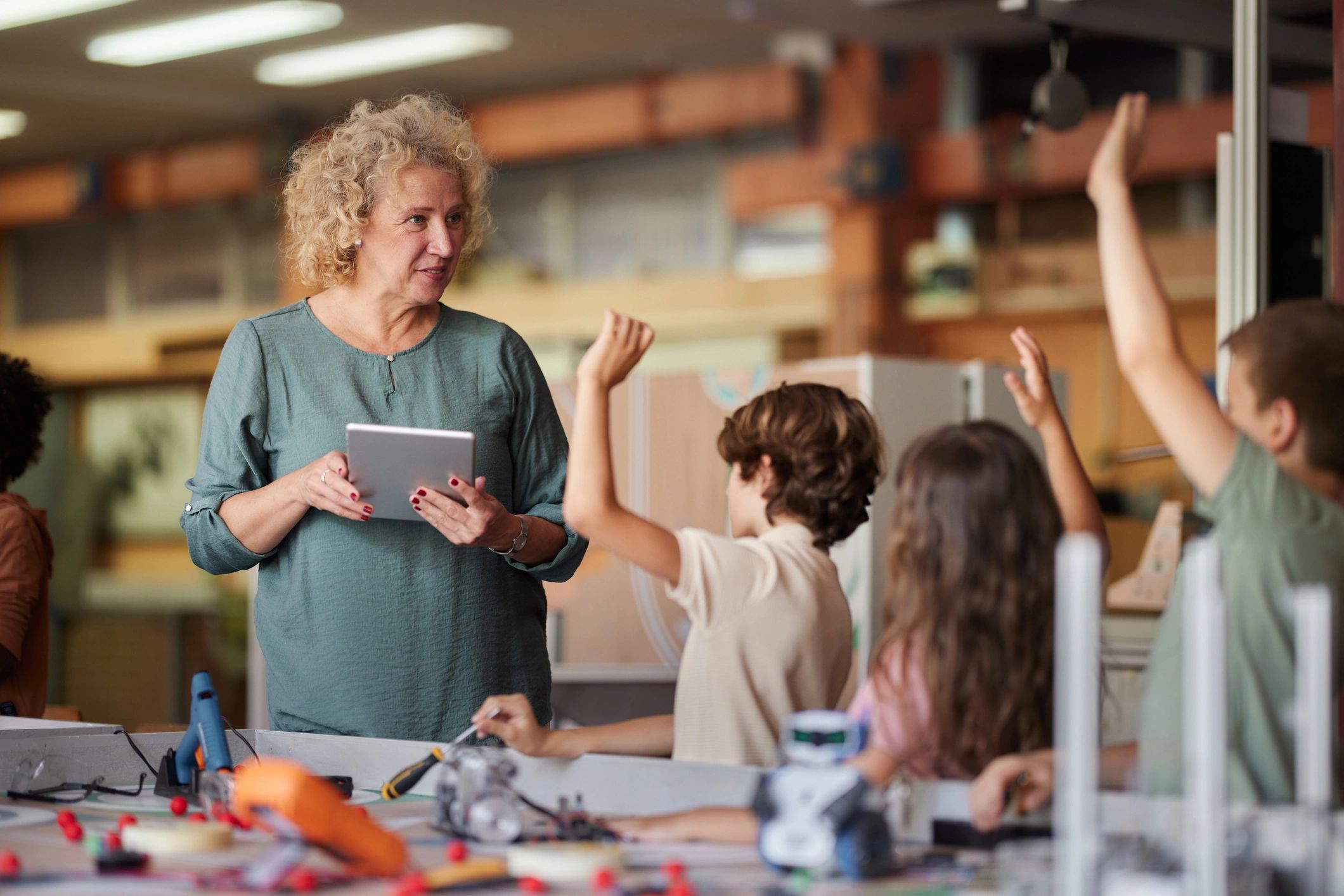 educator facilitating tabletop activity